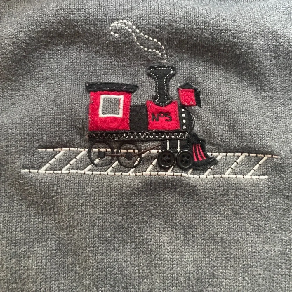 Great Guy Vest Toddler 3T Gray Sleeveless Knit Sweater Train Engine Applique Top